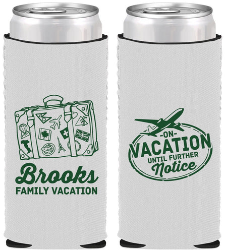 Custom Family Vacation Neoprene Slim Can Coolers - Road Trip Plane | 180052