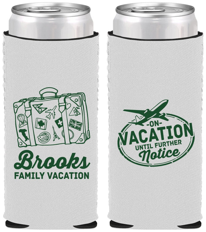 Custom Family Vacation Neoprene Slim Can Coolers - Road Trip Plane | 180052
