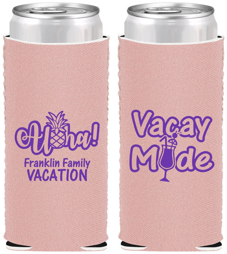 Custom Family Vacation Neoprene Slim Can Coolers - Hawaii | 180053