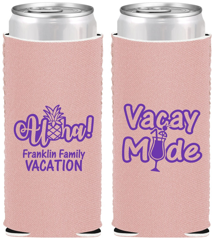 Custom Family Vacation Neoprene Slim Can Coolers - Hawaii | 180053