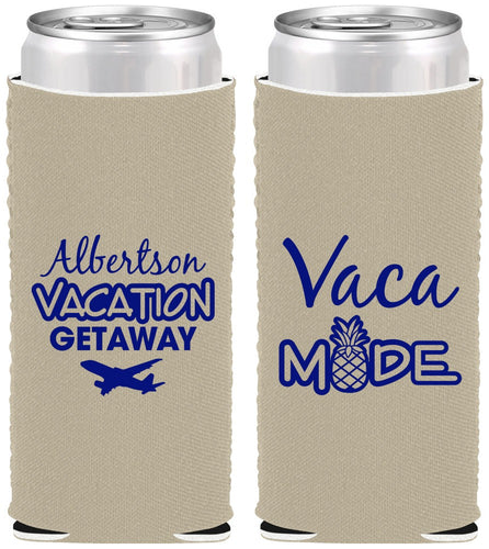 Custom Family Vacation Neoprene Slim Can Coolers - Vacay Vibes Trip | 180055