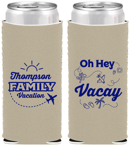 Custom Family Vacation Neoprene Slim Can Coolers - Beach | 180056