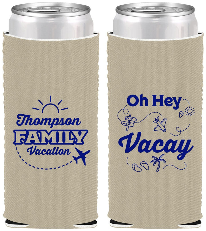 Custom Family Vacation Neoprene Slim Can Coolers - Beach | 180056