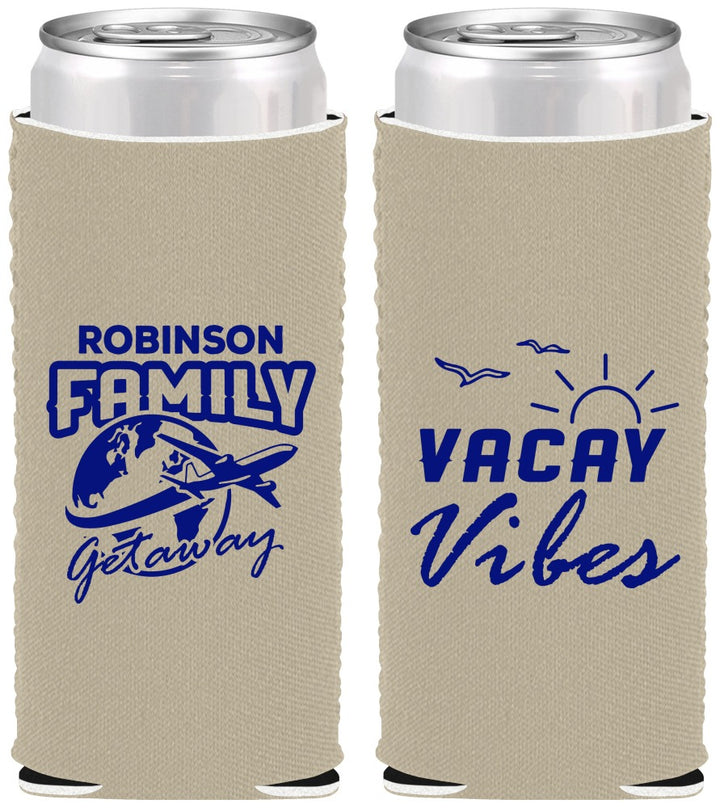 Custom Family Vacation Neoprene Slim Can Coolers - Vacay Vibes | 180057