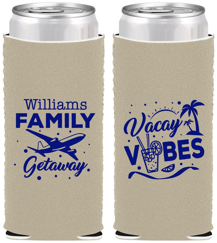 Custom Family Vacation Neoprene Slim Can Coolers - Life Is Good At The Beach | 180058