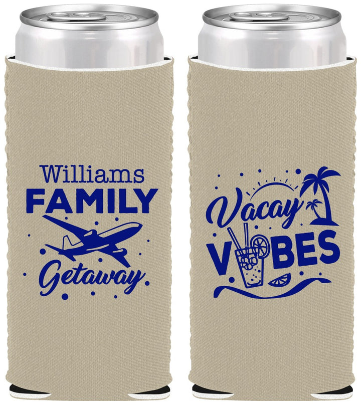 Custom Family Vacation Neoprene Slim Can Coolers - Life Is Good At The Beach | 180058