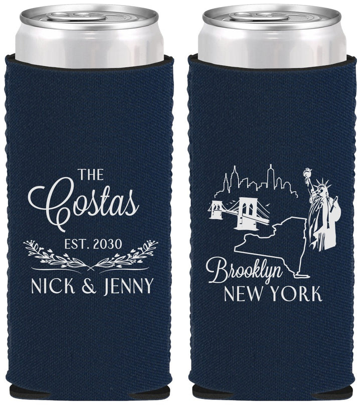 Custom Wedding Neoprene Slim Can Coolers - New  York | 181