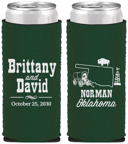 Custom Wedding Neoprene Slim Can Coolers - Oklahoma | 185