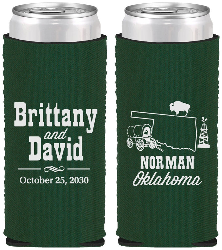 Custom Wedding Neoprene Slim Can Coolers - Oklahoma | 185