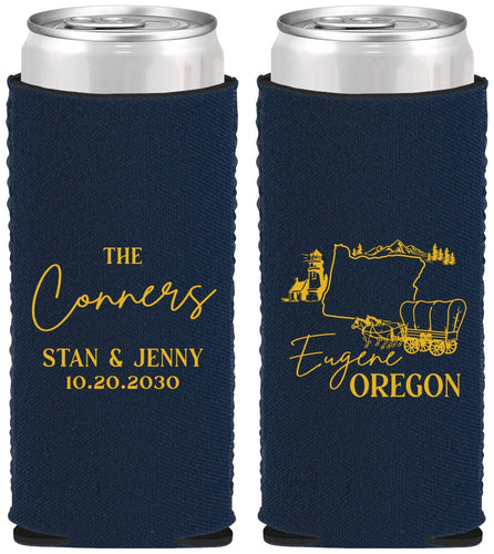Custom Wedding Neoprene Slim Can Coolers - Oregon | 186
