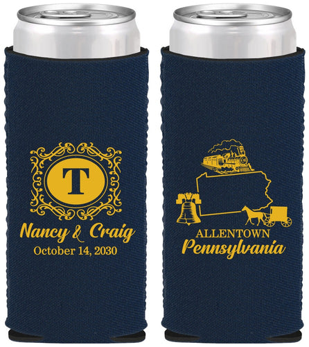 Custom Wedding Neoprene Slim Can Coolers - Pennsylvania | 187