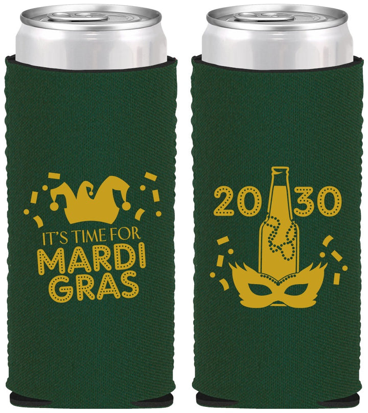 Custom Mardi Gras Neoprene Slim Can Coolers - New Orleans | 190003