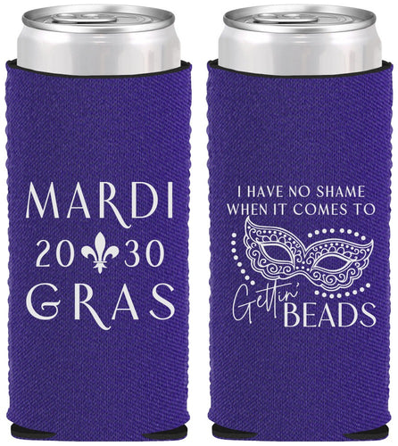 Custom Mardi Gras Neoprene Slim Can Coolers - Nola New Orleans | 190006