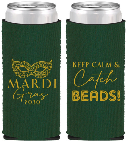 Custom Mardi Gras Neoprene Slim Can Coolers - Beads Nola | 190007