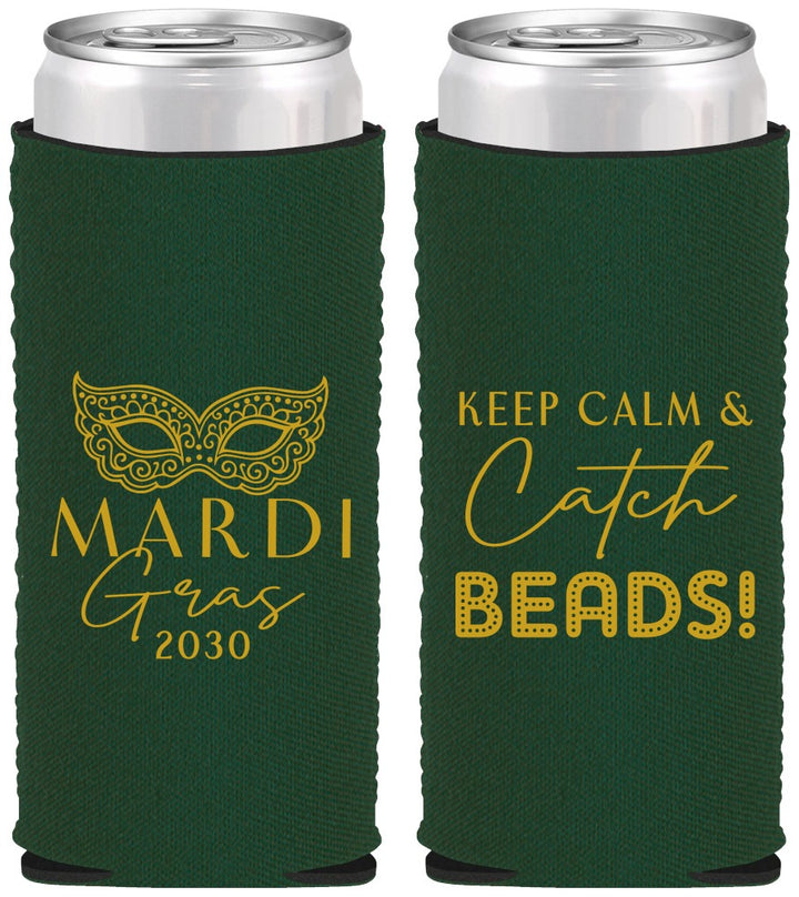 Custom Mardi Gras Neoprene Slim Can Coolers - Beads Nola | 190007