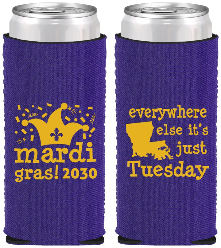 Custom Mardi Gras Neoprene Slim Can Coolers - Nola New Orleans | 190016