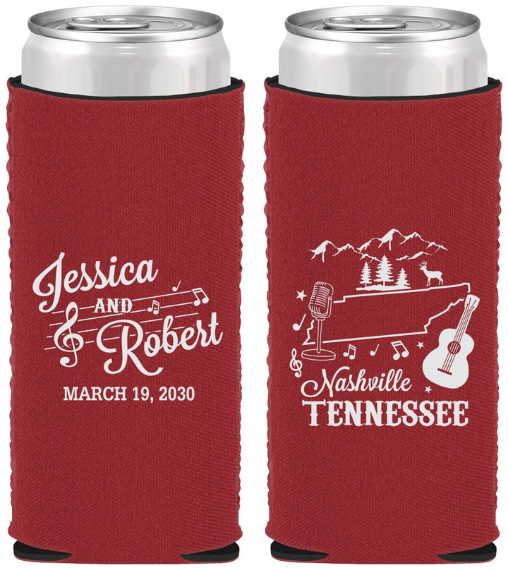 Custom Wedding Neoprene Slim Can Coolers - Tennessee | 191