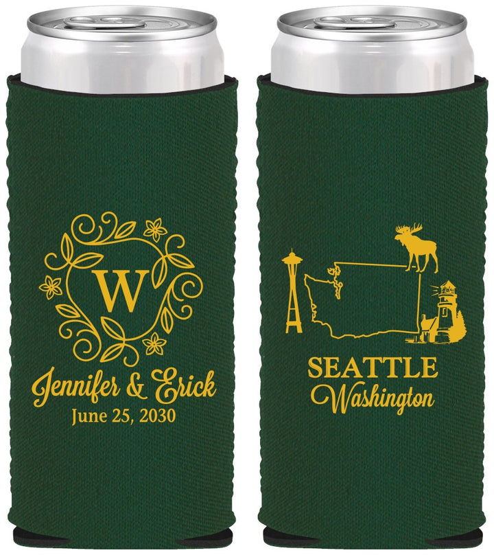 Custom Wedding Neoprene Slim Can Coolers - Washington | 196