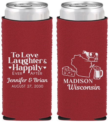 Custom Wedding Neoprene Slim Can Coolers - Wisconsin | 198