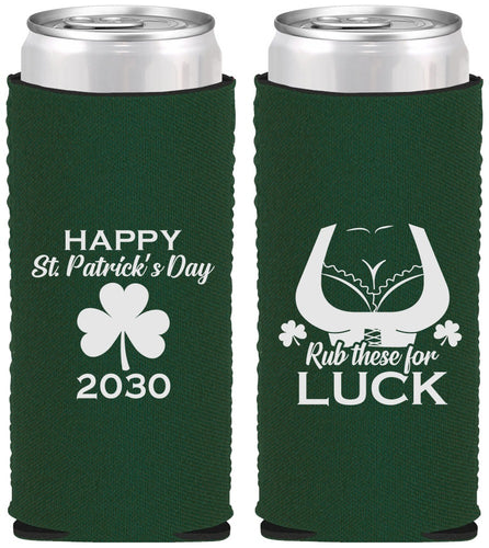 Custom St Patricks Day Neoprene Slim Can Coolers - Clover Irish | 200008