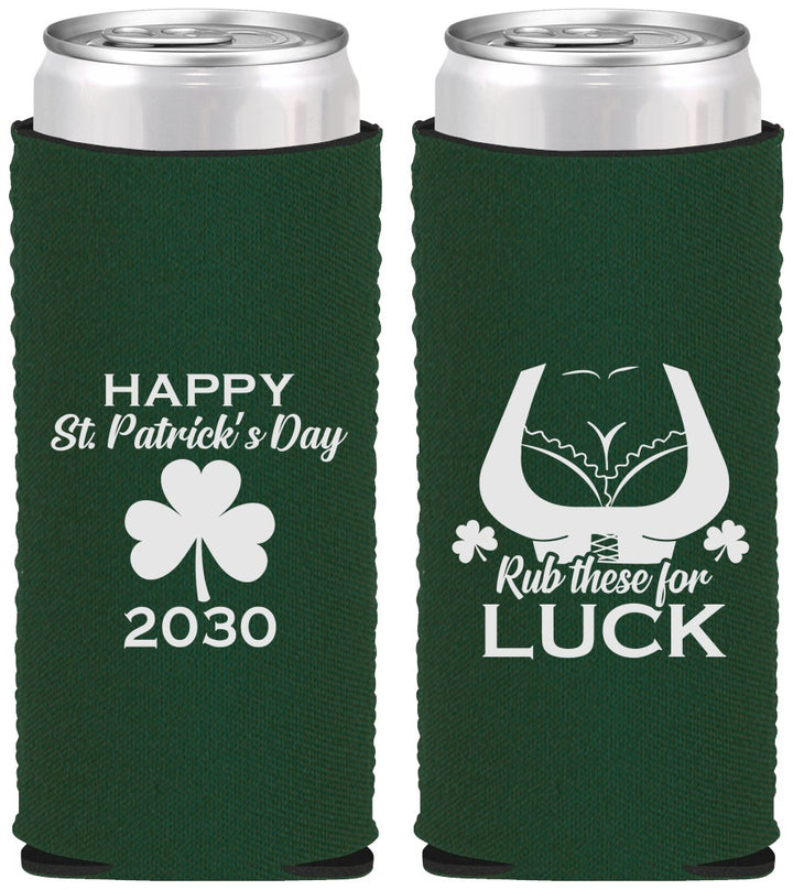 Custom St Patricks Day Neoprene Slim Can Coolers - Clover Irish | 200008