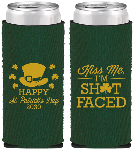 Custom St Patricks Day Neoprene Slim Can Coolers - Leprechaun | 200009