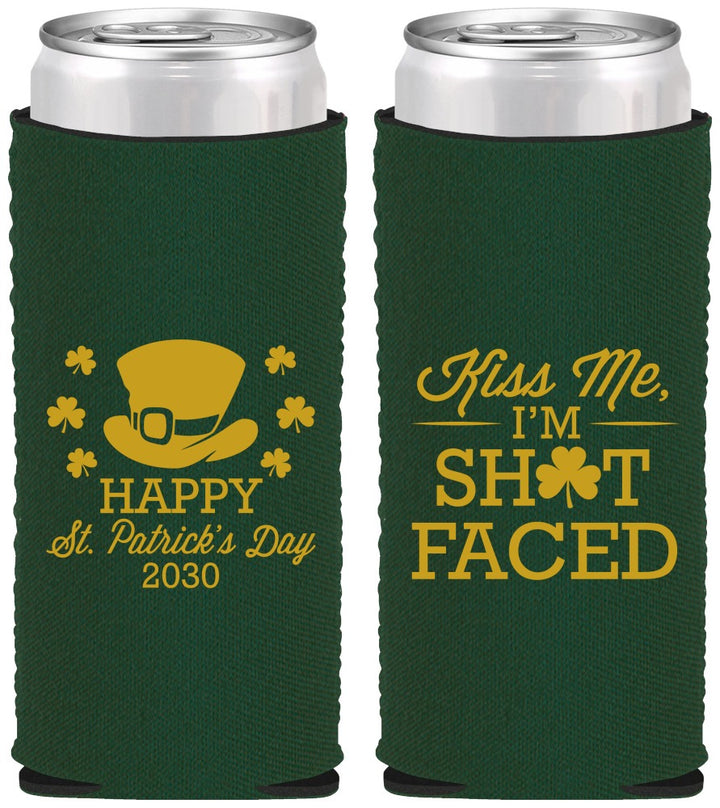 Custom St Patricks Day Neoprene Slim Can Coolers - Leprechaun | 200009
