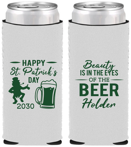 Custom St Patricks Day Neoprene Slim Can Coolers - Leprechaun | 200019