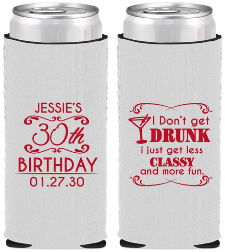 Custom Birthday Neoprene Slim Can Coolers - Dirty 30 | 20011