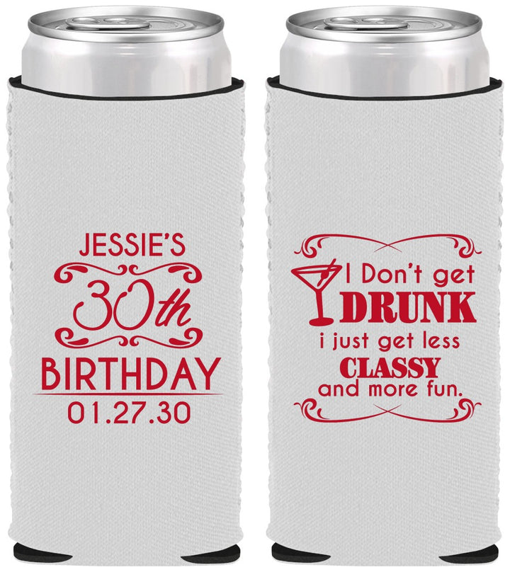 Custom Birthday Neoprene Slim Can Coolers - Dirty 30 | 20011
