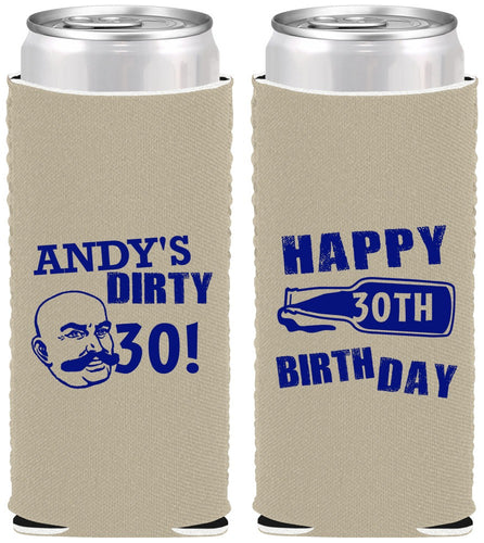 Custom Birthday Neoprene Slim Can Coolers - 30th | 20012