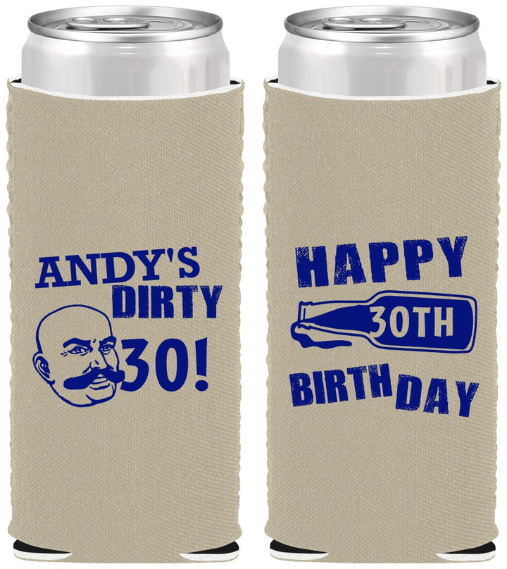 Custom Birthday Neoprene Slim Can Coolers - 30th | 20012