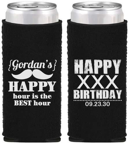 Custom Birthday Neoprene Slim Can Coolers - 30th | 20013
