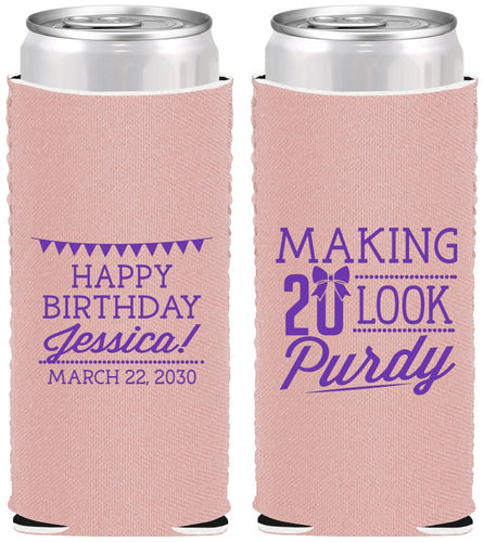 Custom Birthday Neoprene Slim Can Coolers - 20th | 20021