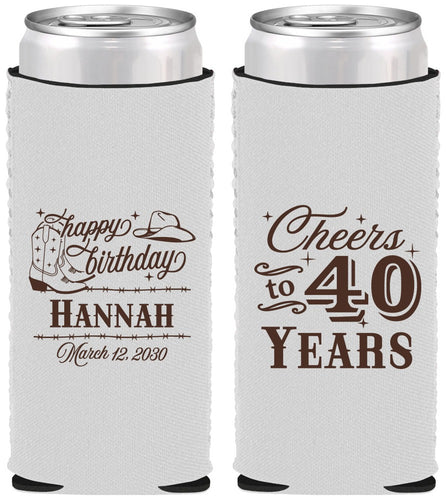 Custom Birthday Neoprene Slim Can Coolers - 40th | 20042