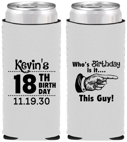 Custom Birthday Neoprene Slim Can Coolers - 18th | 20046