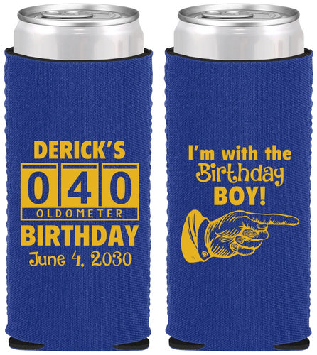 Custom Birthday Neoprene Slim Can Coolers - 40th | 20047