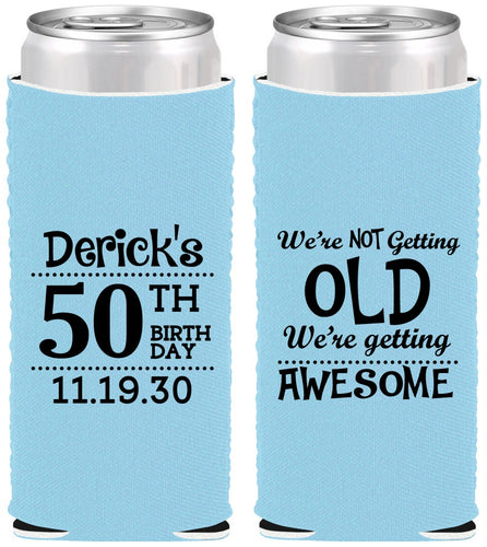 Custom Birthday Neoprene Slim Can Coolers - 50th | 20052