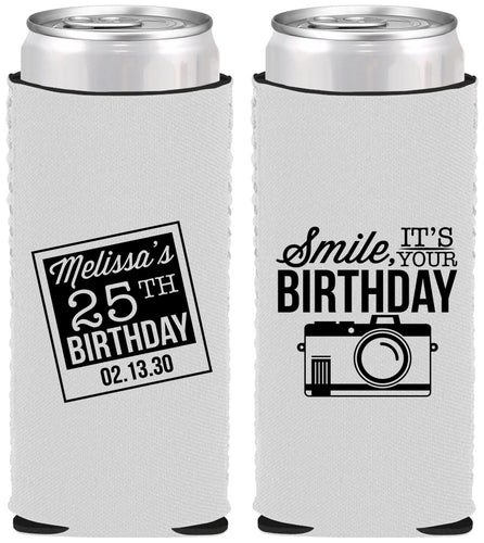 Custom Birthday Neoprene Slim Can Coolers - 25th | 20053