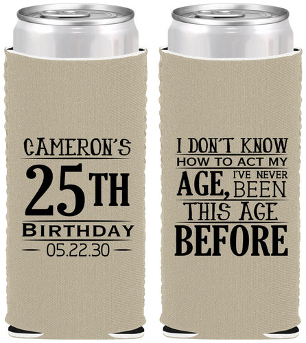 Custom Birthday Neoprene Slim Can Coolers - 25th | 20054