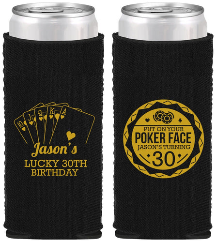 Custom Birthday Neoprene Slim Can Coolers - 30th Las Vegas | 20060