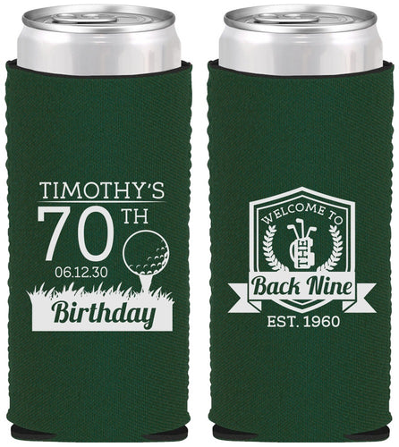 Custom Birthday Neoprene Slim Can Coolers - 70th Golf | 20061