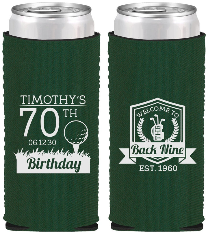 Custom Birthday Neoprene Slim Can Coolers - 70th Golf | 20061