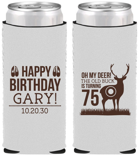 Custom Birthday Neoprene Slim Can Coolers - 75th Hunting | 20063