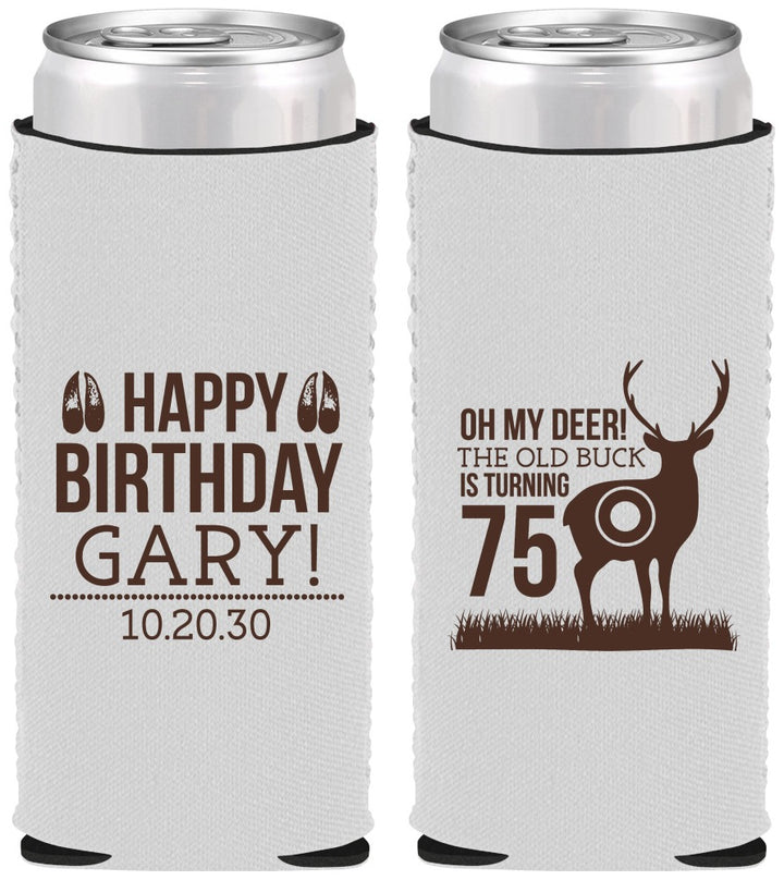 Custom Birthday Neoprene Slim Can Coolers - 75th Hunting | 20063