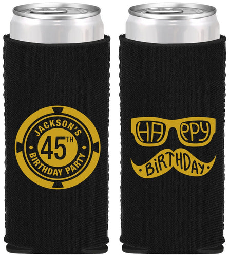 Custom Birthday Neoprene Slim Can Coolers - 45th Las Vegas | 20064