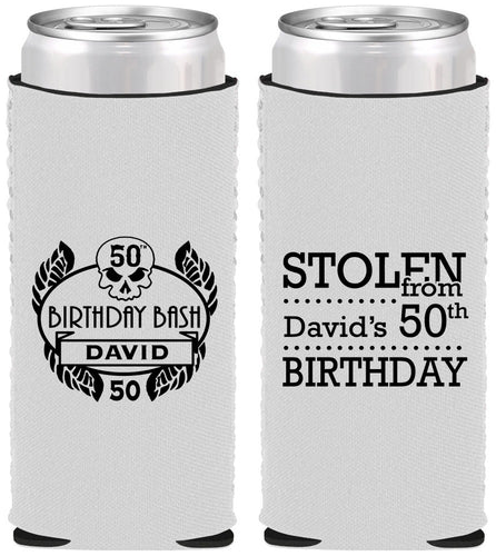 Custom Birthday Neoprene Slim Can Coolers - 50th | 20068