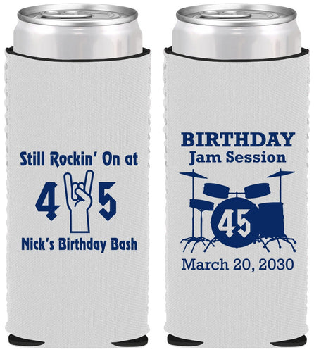 Custom Birthday Neoprene Slim Can Coolers - 45th Jam Session | 20069