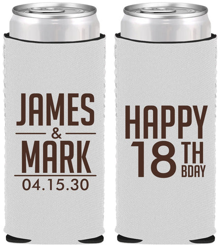 Custom Birthday Neoprene Slim Can Coolers - 18th | 20074