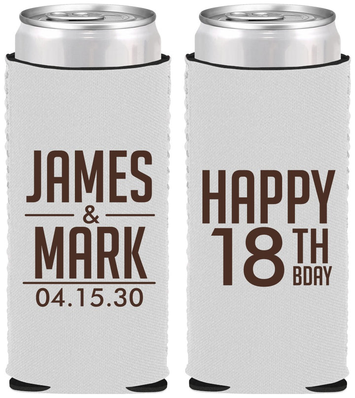 Custom Birthday Neoprene Slim Can Coolers - 18th | 20074